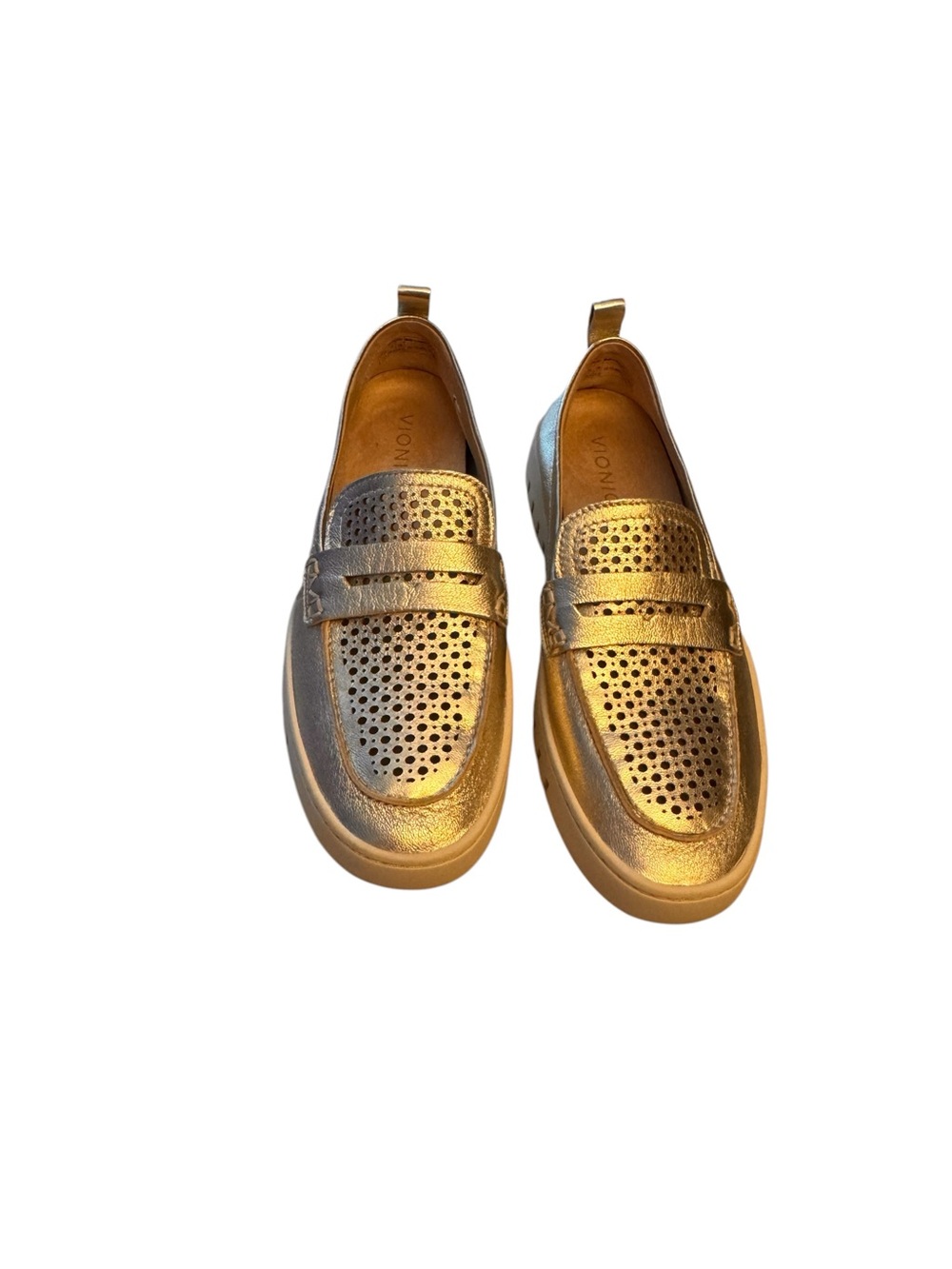 Vionic Uptown Perf Gold Perforated Slip-On Loafers - Sz 8, NWOB